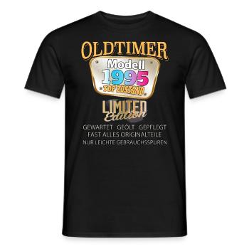 Vintage Model 1995 Well Preserved Funny Birth Tag - Men's T-Shirt - black - Front - AI Model Male 178 light (178cm)