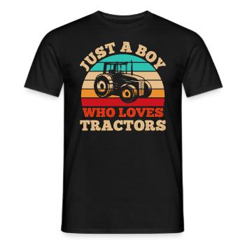 Just a Boy Who Loves Tractors funny Tractor Saying - Men's T-Shirt - black - Front - AI Model Male 178 light (178cm)