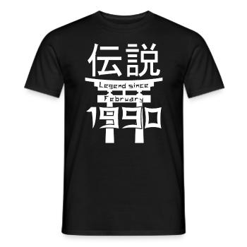Legend since February 1990 Geburtstag Geschenk - Männer T-Shirt - Schwarz - Vorne - AI Model Male 178 light (178cm)