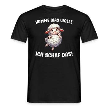Komme was wolle ich Schaf das Schafe Sprüche - Männer T-Shirt - Schwarz - Vorne - AI Model Male 178 light (178cm)