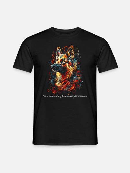Home is where my German Shepherd lives... - Men's T-Shirt - black
