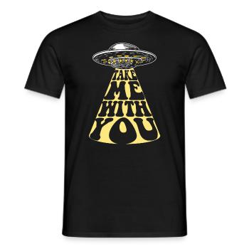 Alien UFO Alien Galaxy Geschnek - Men's T-Shirt - black - Front - AI Model Male 178 light (178cm)