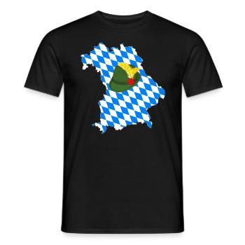 Bavaria Map with Hat Bayern Karte mit Hut Germany - Men's T-Shirt - black - Front - AI Model Male 178 light (178cm)