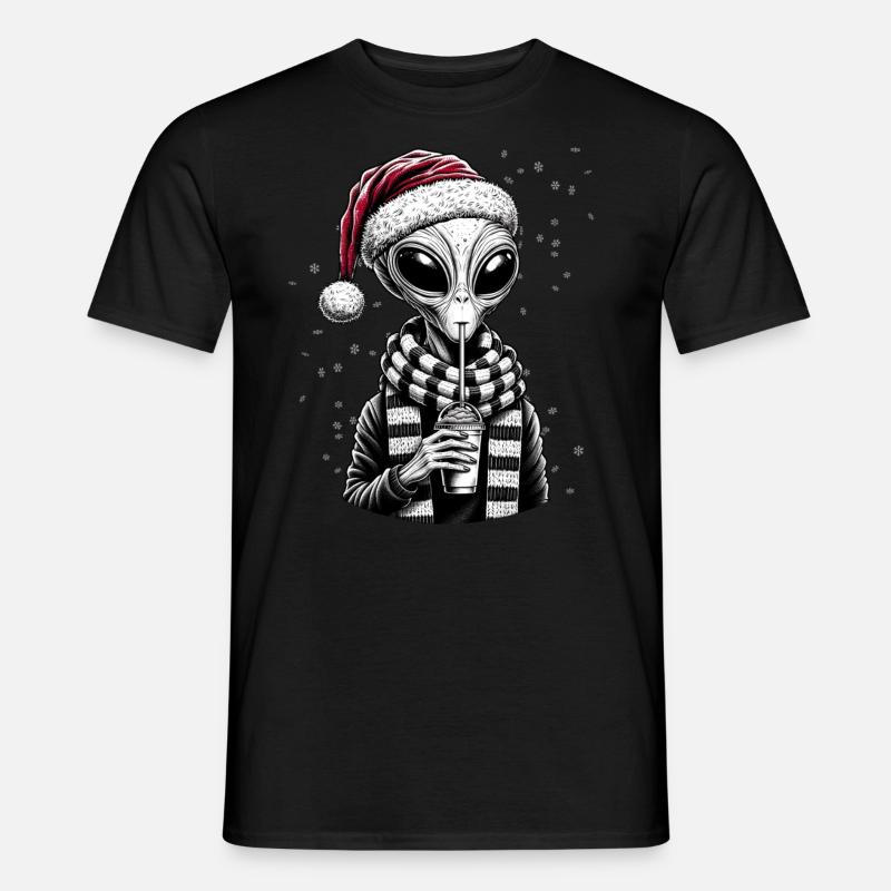 Santa Alien mit Slush Eis - Männer T-Shirt - Schwarz