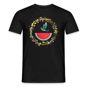 Melon pastèque Fruit d’été Cadeau végétalien - T-shirt homme - noir - Devant - AI Model Male 178 light (178cm)