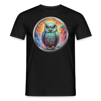 Owl Animal -4 - Men's T-Shirt - black - Front - AI Model Male 178 light (178cm)
