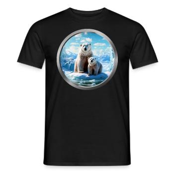 Polar Bear and Cub - Men's T-Shirt - black - Front - AI Model Male 178 light (178cm)