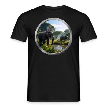 Elephant Animal - 4 - Men's T-Shirt - black - Front - AI Model Male 178 light (178cm)