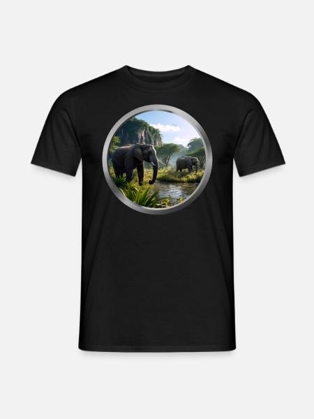 Elephant Animal - 4 - Men's T-Shirt - black