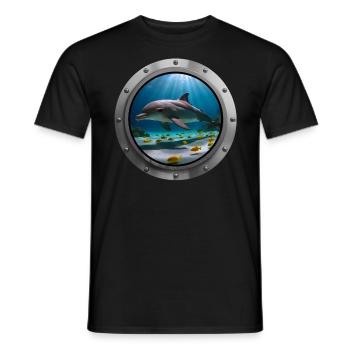 Dolphin Animal - 1 - Men's T-Shirt - black - Front - AI Model Male 178 light (178cm)