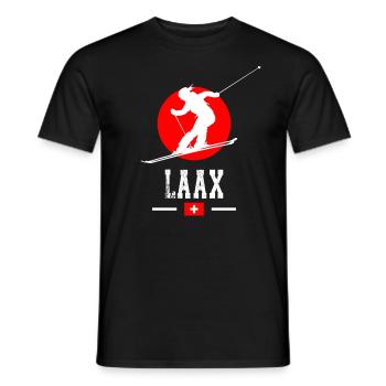Laax Ski Resort Swiss Alps Souvenir - Men's T-Shirt - black - Front - AI Model Male 178 light (178cm)