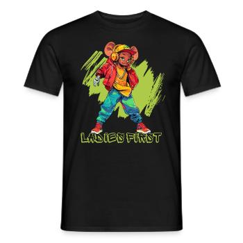 Urban Hip Hop Mouse Street Art Vibrant Graffiti - Men's T-Shirt - black - Front - AI Model Male 178 light (178cm)