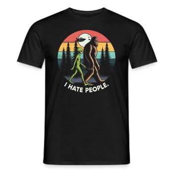 Alien UFO Alien Galaxy Geschnek - Men's T-Shirt - black - Front - AI Model Male 178 light (178cm)