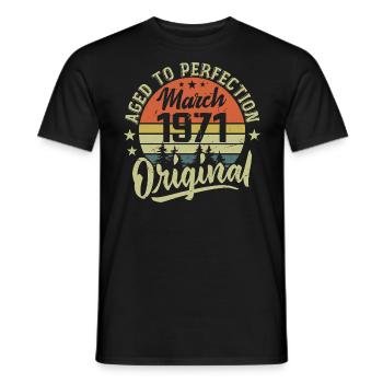 Rétro Mars 1971 Cadeau Mars 1971 Né en Mars 1971 - T-shirt homme - noir - Devant - AI Model Male 178 light (178cm)