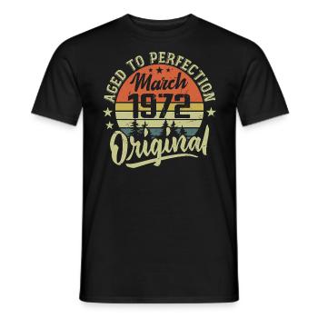Rétro Mars 1972 Cadeau Mars 1972 Né en Mars 1972 - T-shirt homme - noir - Devant - AI Model Male 178 light (178cm)