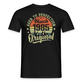 Rétro Mars 1985 Cadeau Mars 1985 Né en Mars 1985 - T-shirt homme - noir - Devant - AI Model Male 178 light (178cm)