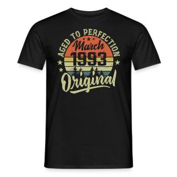 Cadeau Mars 1993 Né en Mars 1993 Rétro Mars 1993 - T-shirt homme - noir - Devant - AI Model Male 178 light (178cm)