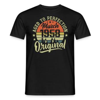Cadeau Mars 1958 Né en Mars 1958 Rétro Mars 1958 - T-shirt homme - noir - Devant - AI Model Male 178 light (178cm)