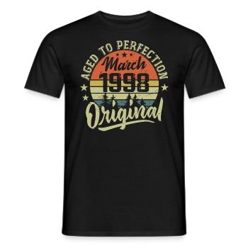 Geschenk März 1998 Geboren im März 1998 Retro März 1998 - Männer T-Shirt - Schwarz - Vorne - AI Model Male 178 light (178cm)
