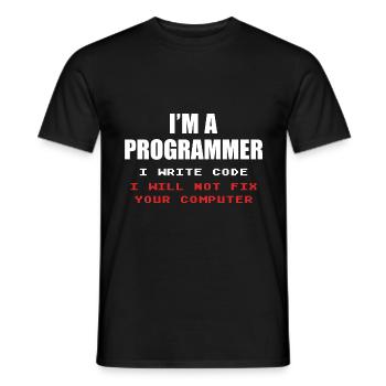 Programmeur Geek Programmeur Programmeur Informatique Codeur L - T-shirt homme - noir - Devant - AI Model Male 178 light (178cm)