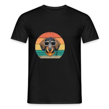 Hund Dackel - Männer T-Shirt - Schwarz - Vorne - AI Model Male 178 light (178cm)