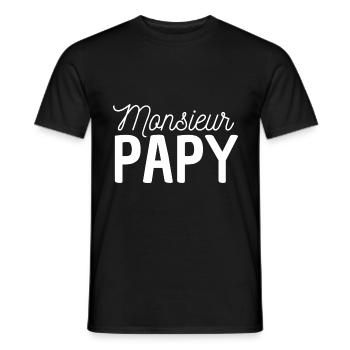 monsieur papy cadeau grand père - T-shirt homme - noir - Devant - AI Model Male 178 light (178cm)