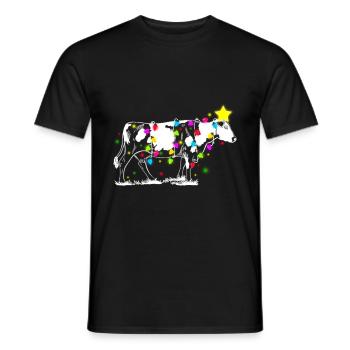Cow Tree Farmer Vintage Christmas Tree Xmas Santa - Männer T-Shirt - Schwarz - Vorne - AI Model Male 178 light (178cm)