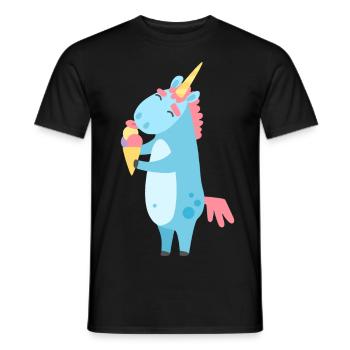 Einhorn mit Eis - Männer T-Shirt - Schwarz - Vorne - AI Model Male 178 light (178cm)