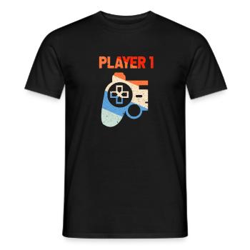 Player 1 Gamer Partner Couple Amour Jeux De Jeu Geschen - T-shirt homme - noir - Devant - AI Model Male 178 light (178cm)