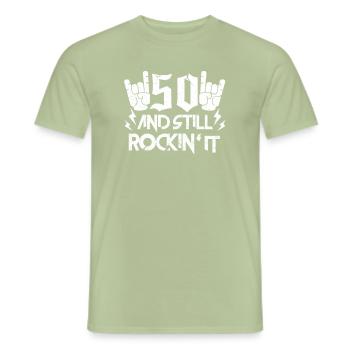 50th birthday - Men's T-Shirt - sage - Front - AI Model Male 178 light (178cm)