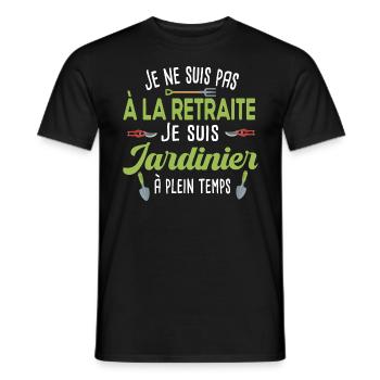 Retraite jardinier. Cadeau retraité papy Jardinage - T-shirt homme - noir - Devant - AI Model Male 178 light (178cm)