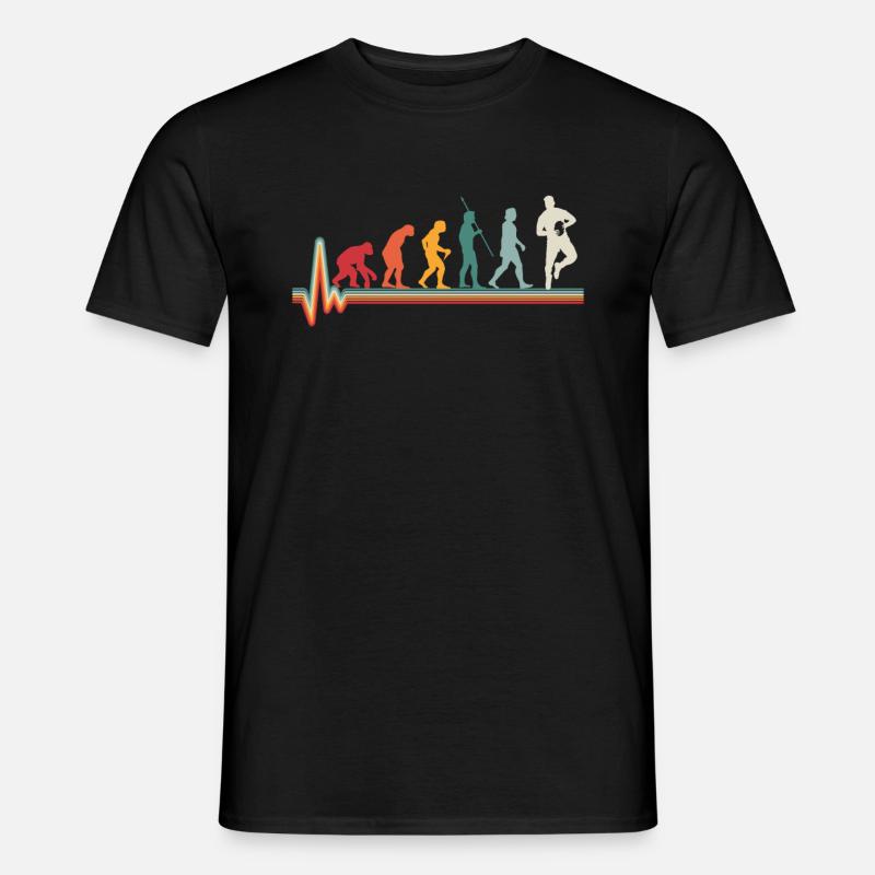 Evolution Herzschlag Rugby Geschenk - Männer T-Shirt - Schwarz