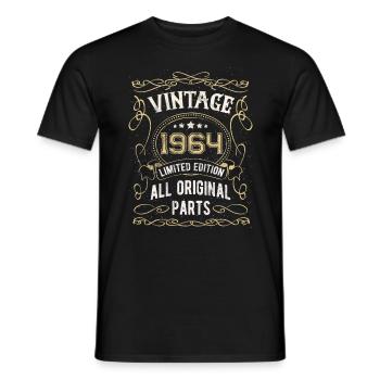 Born in 1964 Birthday gift 58 years - Men's T-Shirt - black - Front - AI Model Male 178 light (178cm)