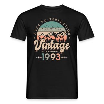 1993 Vintage anniversaire 30 ans - T-shirt homme - noir - Devant - AI Model Male 178 light (178cm)