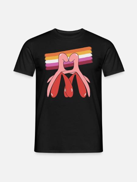 Clitoris, lesbian flag, LGBTQ+, lesbian clitoris, - Men's T-Shirt - black