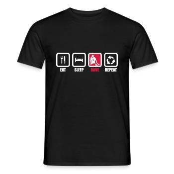 Eat Sleep Rave, DJ, DJ, Electro, Clubbing, Clubber - Männer T-Shirt - Schwarz - Vorne - AI Model Male 178 light (178cm)