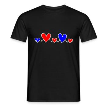 Family 3 Children Parents 1 Son 2 Daughters Heart - Men's T-Shirt - black - Front - AI Model Male 178 light (178cm)