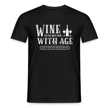 Le vin s’améliore avec l’âge, je m’améliore avec le vin - T-shirt homme - noir - Devant - AI Model Male 178 light (178cm)