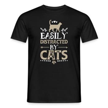 Easily Distracted By Cats Funny Cat Lover Gifts - Men's T-Shirt - black - Front - AI Model Male 178 light (178cm)