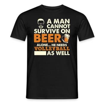 Ein Mann kann nicht allein mit Bier überleben, das er braucht - Männer T-Shirt - Schwarz - Vorne - AI Model Male 178 light (178cm)