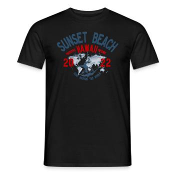 Surf around the world Sunset beach Hawaii blc - T-shirt homme - noir - Devant - AI Model Male 178 light (178cm)