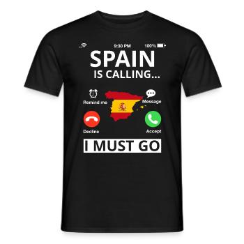 Spain Flag Spanish flag I must go - Men's T-Shirt - black - Front - AI Model Male 178 light (178cm)