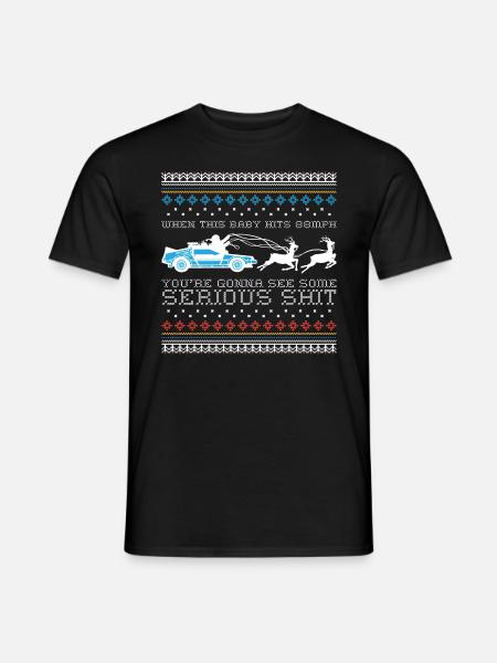 Back To The Future DeLorean Ugly Christmas Design - Men's T-Shirt - black