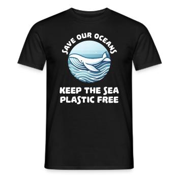 Sauvez nos océans Mer sans plastique - T-shirt homme - noir - Devant - AI Model Male 178 light (178cm)