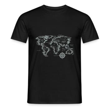 Carte du monde Vintage - T-shirt homme - noir - Devant - AI Model Male 178 light (178cm)