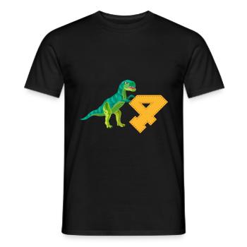 4th Birthday Boys Kids Tyrannosaurus Rex Dino - Men's T-Shirt - black - Front - AI Model Male 178 light (178cm)