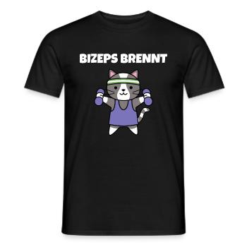 Fitness Cat Gift Training Sport Biceps - Men's T-Shirt - black - Front - AI Model Male 178 light (178cm)