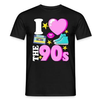 J'aime le cadeau Pop Art des années 90 des années 90 - T-shirt homme - noir - Devant - AI Model Male 178 light (178cm)
