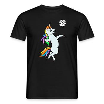 Volleyball Funny Unicorn Volleyball Player - Men's T-Shirt - black - Front - AI Model Male 178 light (178cm)