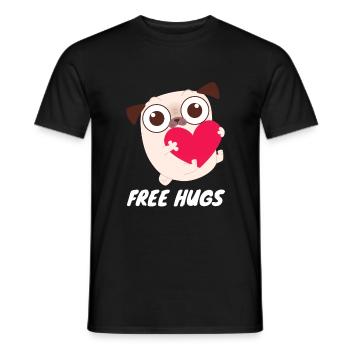Free Hugs - Cute Pug Heart - Men's T-Shirt - black - Front - AI Model Male 178 light (178cm)